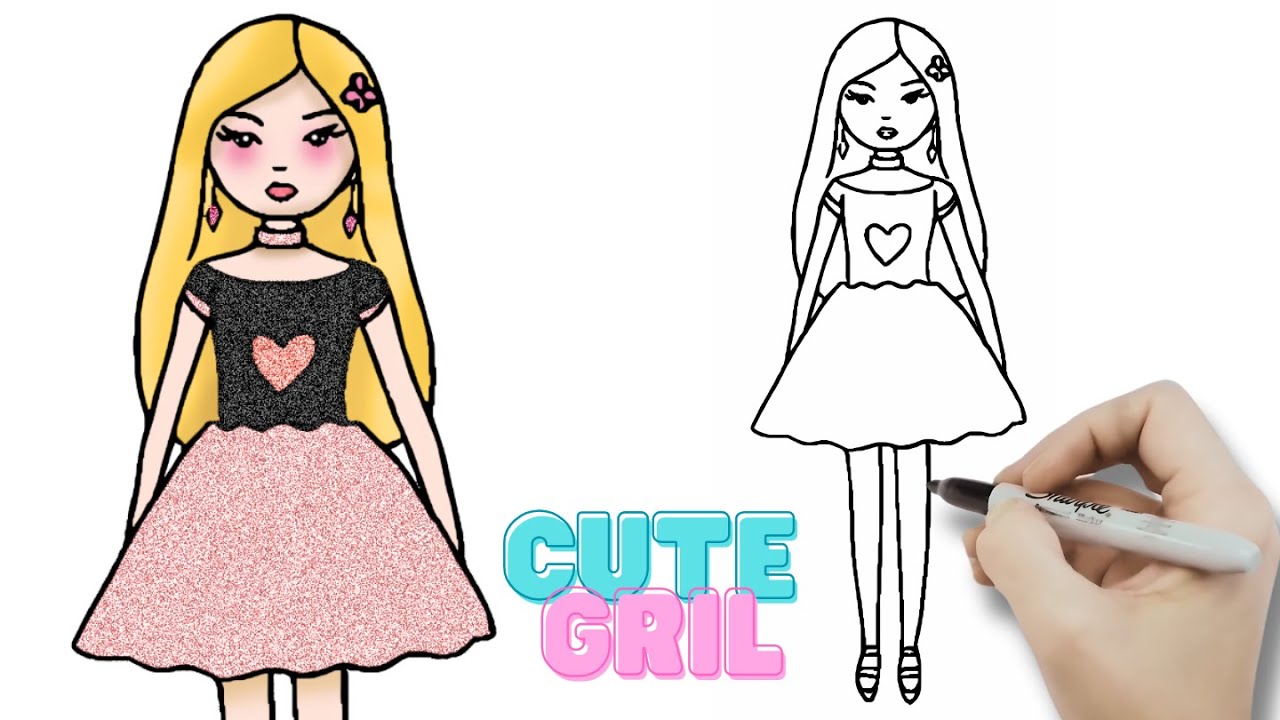 💗Kuinka piirtää CUTE BARBIE -nukke - CUTE BARBIE