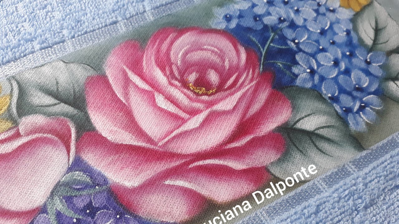 Como Pintar Rosas e Hortênsias. Pintura em Tecido.  Luciana Dalponte