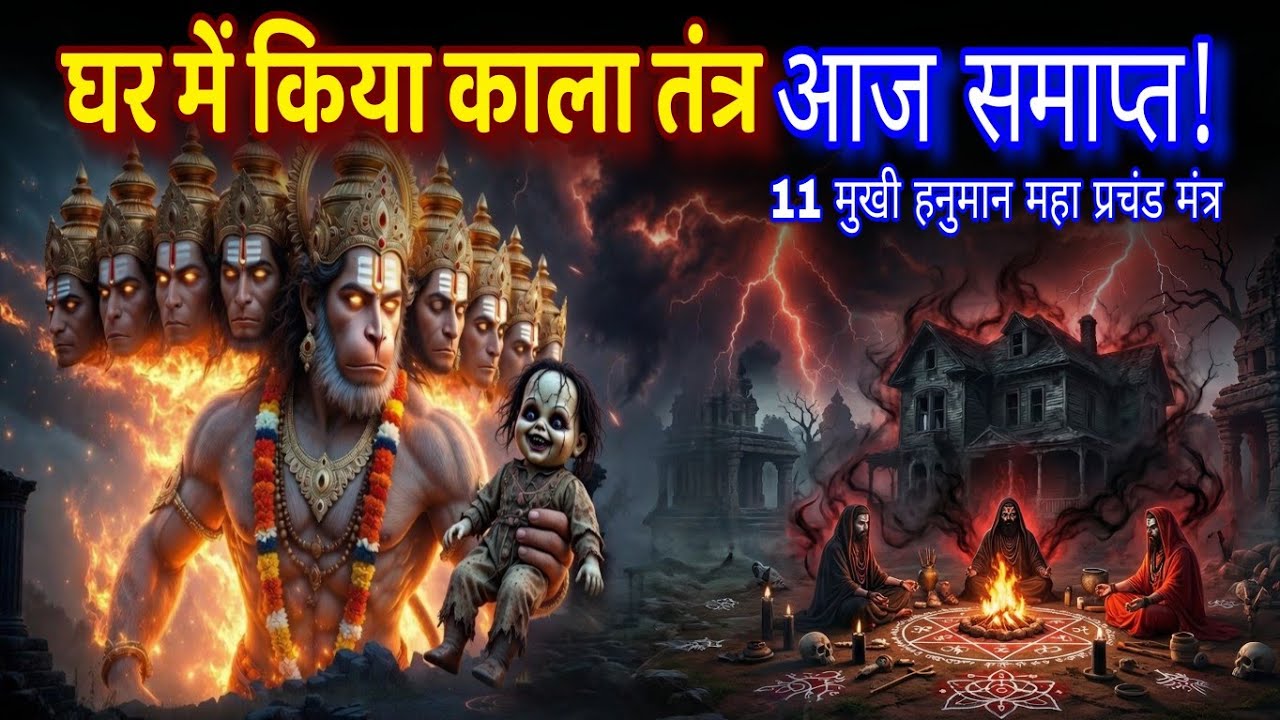 घर के अंदर किया काला तंत्र🔥 आज समाप्त ⚡ 11 मुखी हनुमान महा प्रचंड ज्वाला मंत्र shatru nashak hanuman