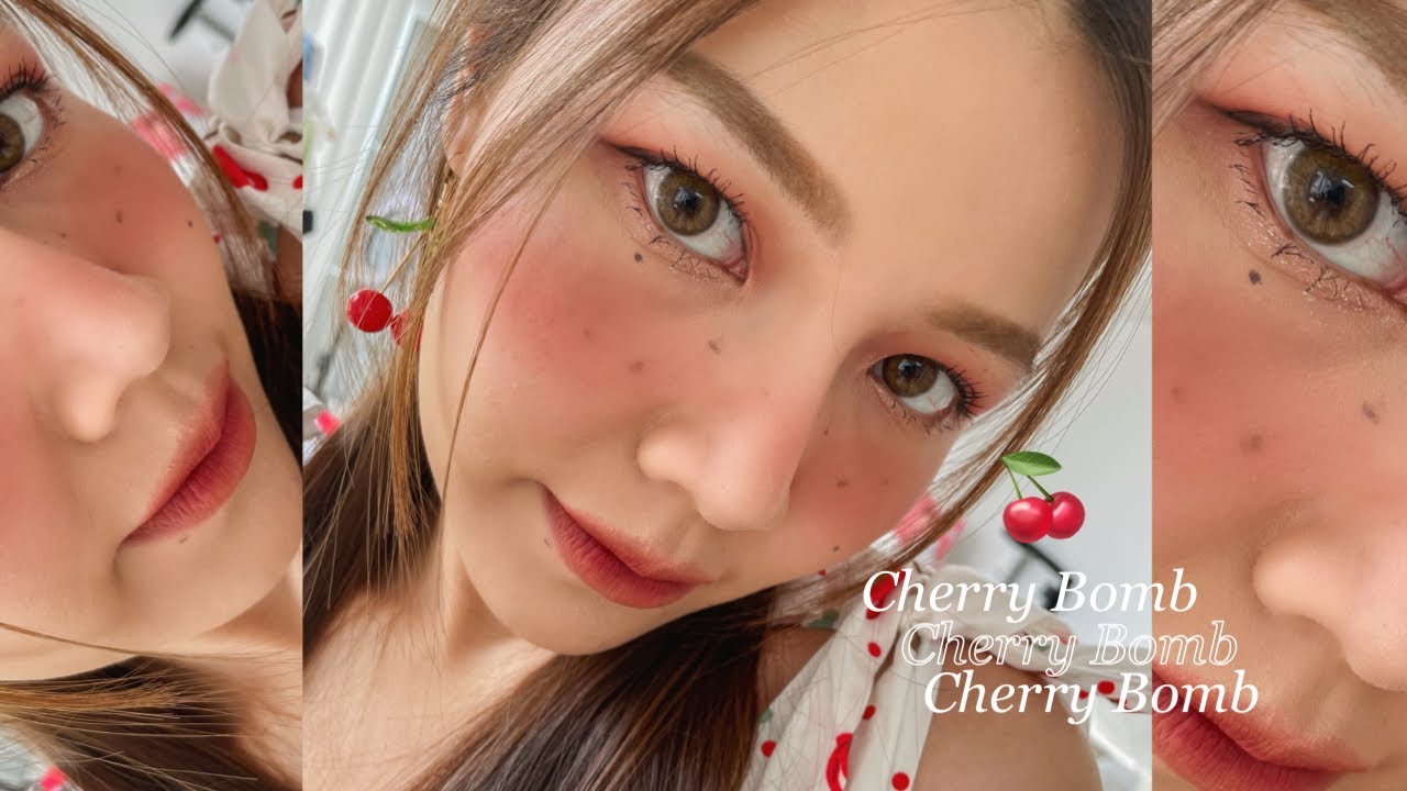 แต่งหน้ารับซัมเมอร์นี้โทนแดง Cherry Bomb 🍒 แต่งง่ายๆจ้า  | Lukmeerlw.