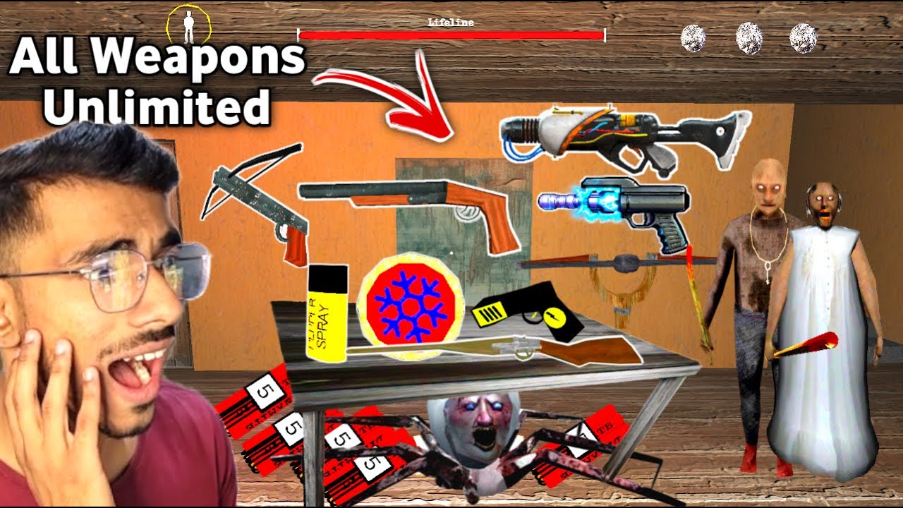 All Unlimited Weapons Vs The twins & Granny & All her Family with Spider Mom (Funny Gameplay 🤣)