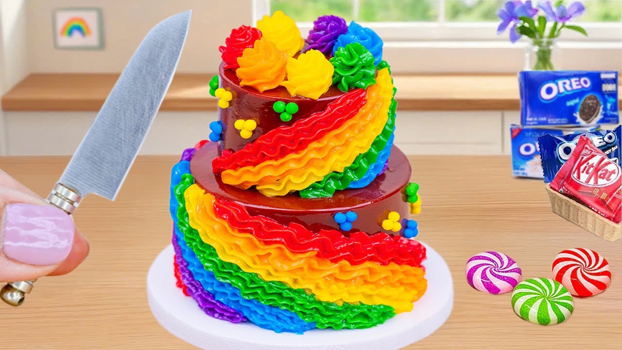 Mini Rainbow Cake Recipe With Chocolate, Amazing Miniature Chocolate Cake Decorating Ideas