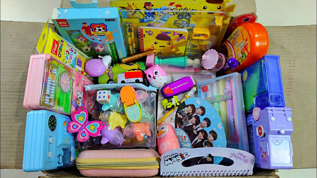 latest cute stationery collection, magic box, collection of pencil case, mobile eraser, ultimate toy