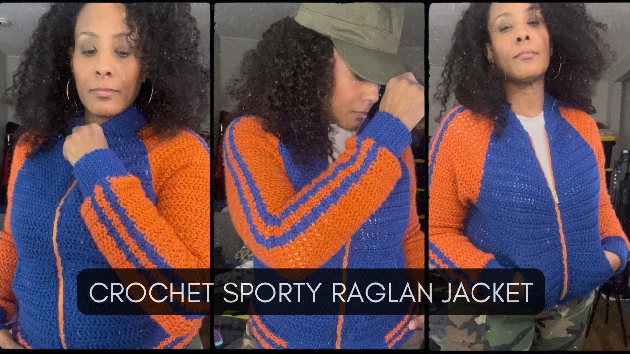 How To Crochet A Sporty Raglan Jacket ( EASY TUTORIAL)