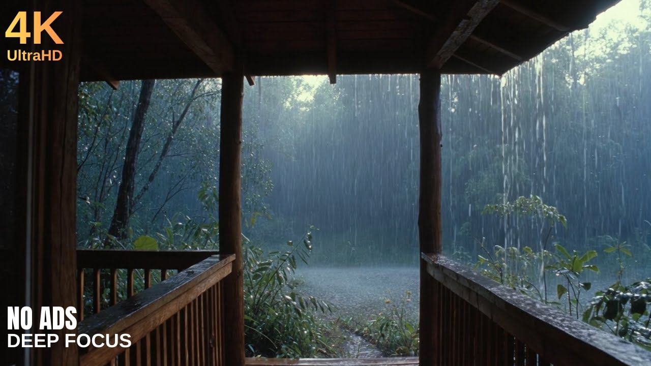 Best Forest Rain on a Wooden Veranda 🌲 | Sleep Deeply with Rain Sounds