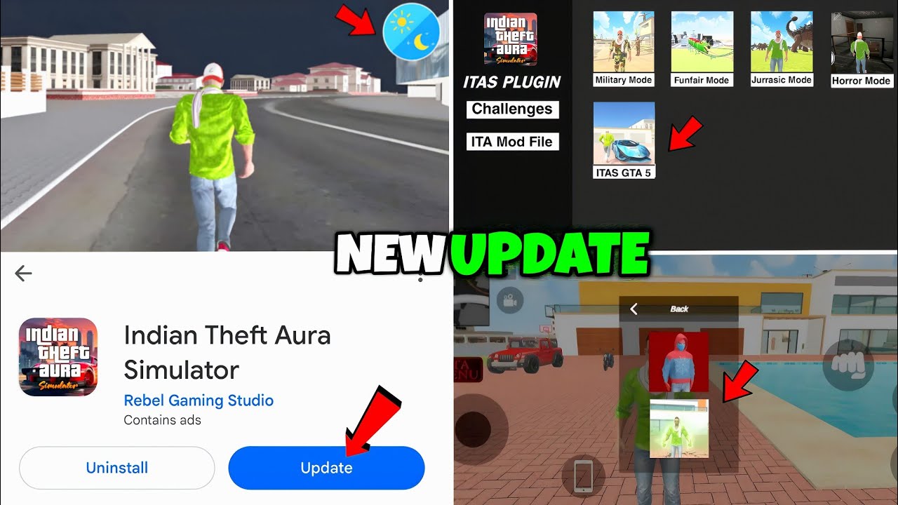 Indian Theft Aura Simulator New Update 🤯| GTA5 Mode Add | Hulk Power | Night Mode Add | New Update