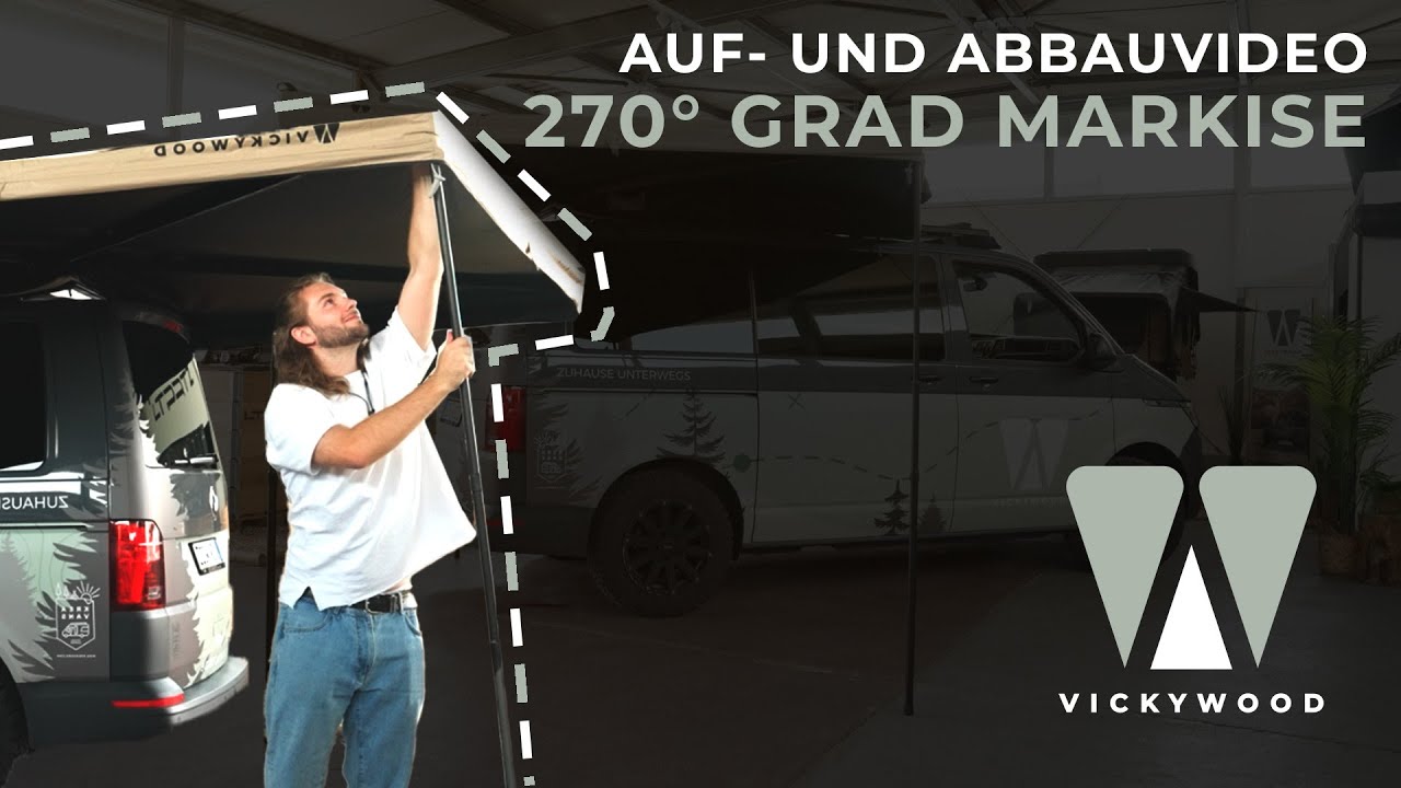 VICKYWOOD &ndash; Auf- & Abbau Auto Seitenmarkise 270&deg; LIGHT LEAF