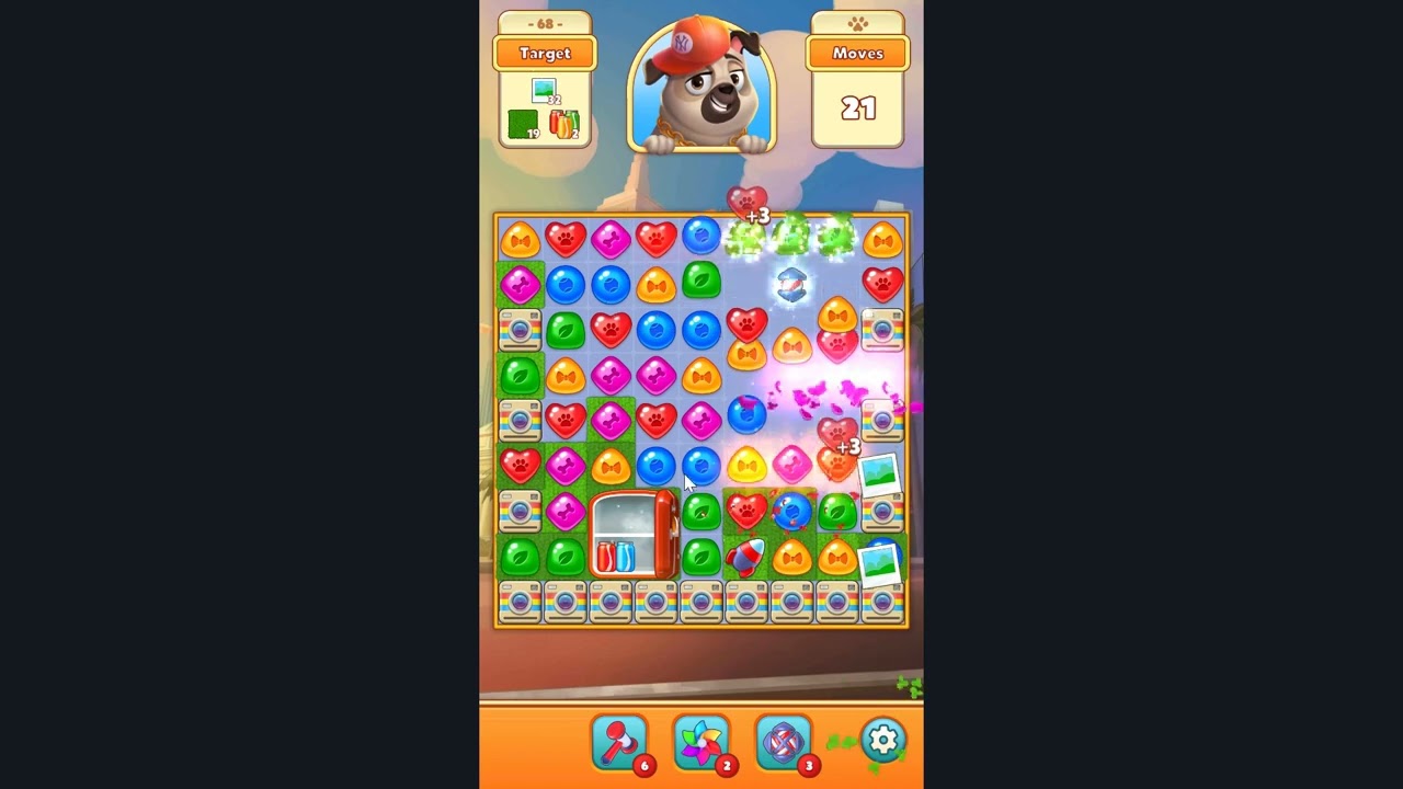 Super Pug Story Match 3 puzzle Level 68 - No Boosters Gameplay
