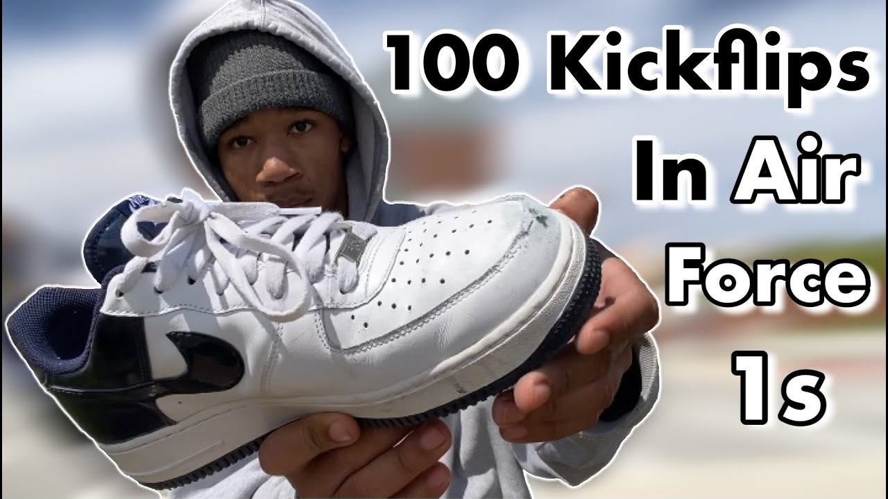 SKATEBOARDING IN AIR FORCE 1s | (I did 100 Kickflips)/ My First Time Skateboarding in Air Force Ones
