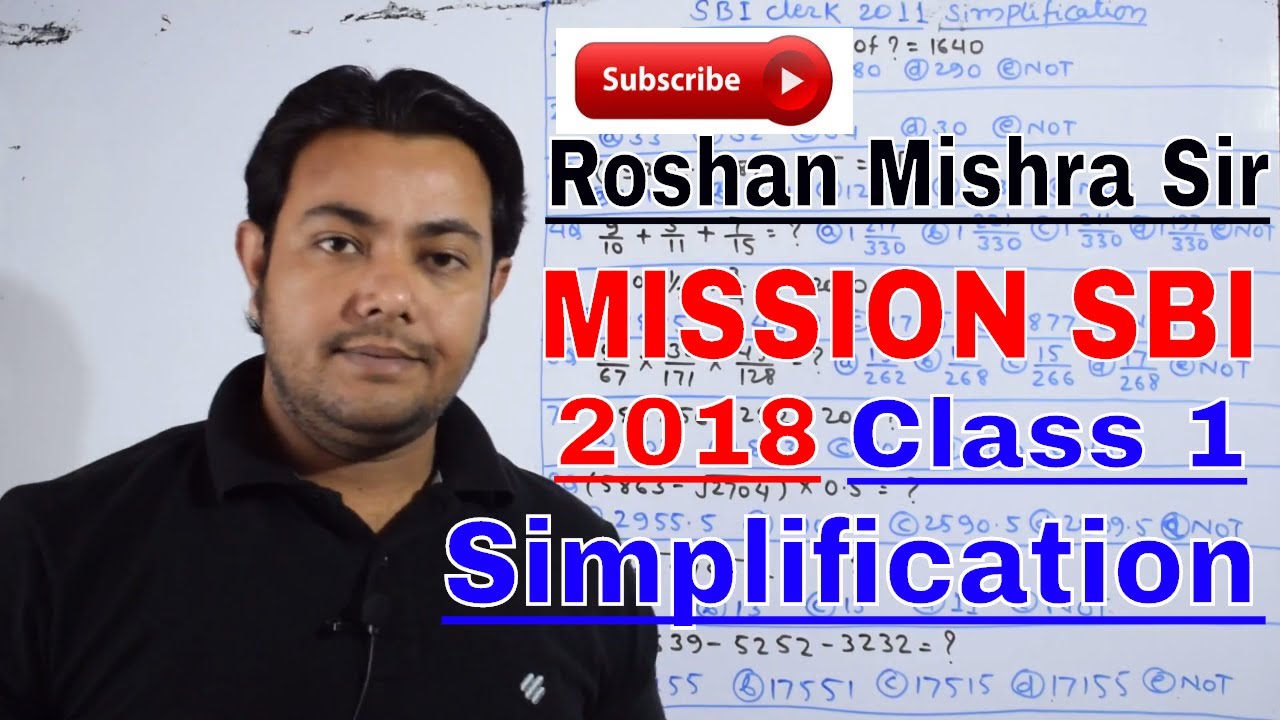 MISSION SBI CLERK 2018 (Simplification Asked in 2011) CLASS 1
