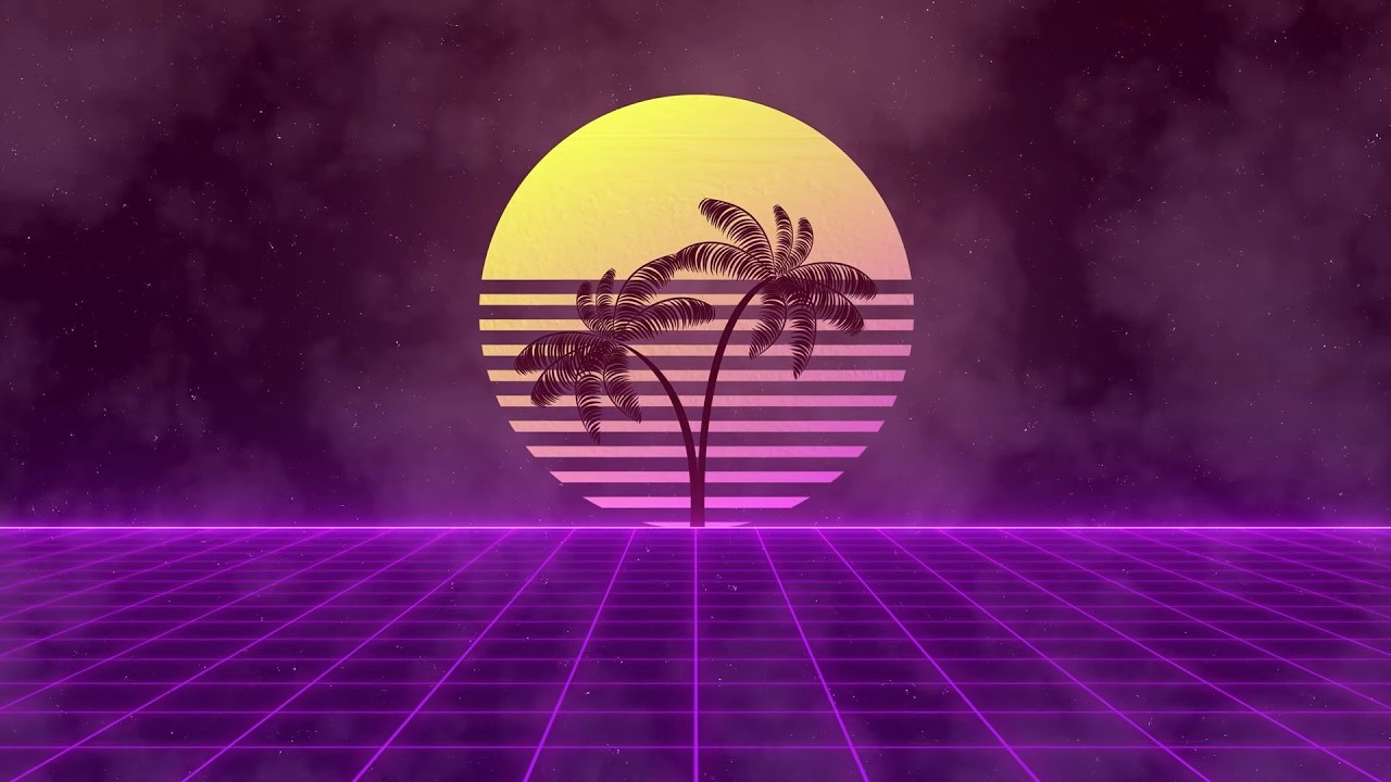 1 HOUR Neon Synthwave Palm Trees Visual Loop