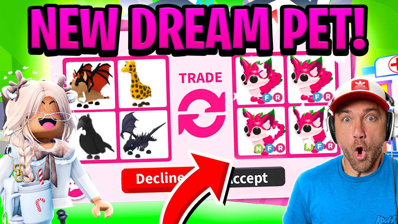 Trading to get Cammy's NEW DREAM PET in adopt me! *DRAGONFRUIT FOX*