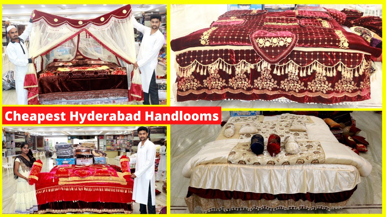 Cheapest Hyderabad Handlooms | Velvet Work Marriage Sets, Blankets Buy Directly From Manufacturers