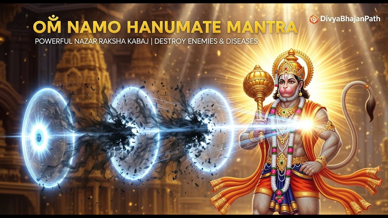 Om Namo Hanumate Mantra | Powerful Nazar Raksha Kabaj | Destroy Enemies & Diseases | DivyaBhajanPath