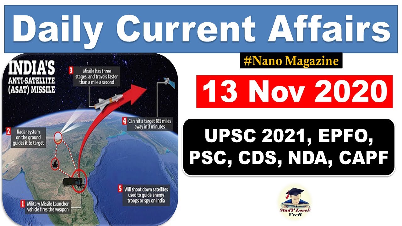 Daily Current Affairs 13 November 2020 | The Hindu | PIB News | Nano Magazine by Veer | UPSC, EPFO