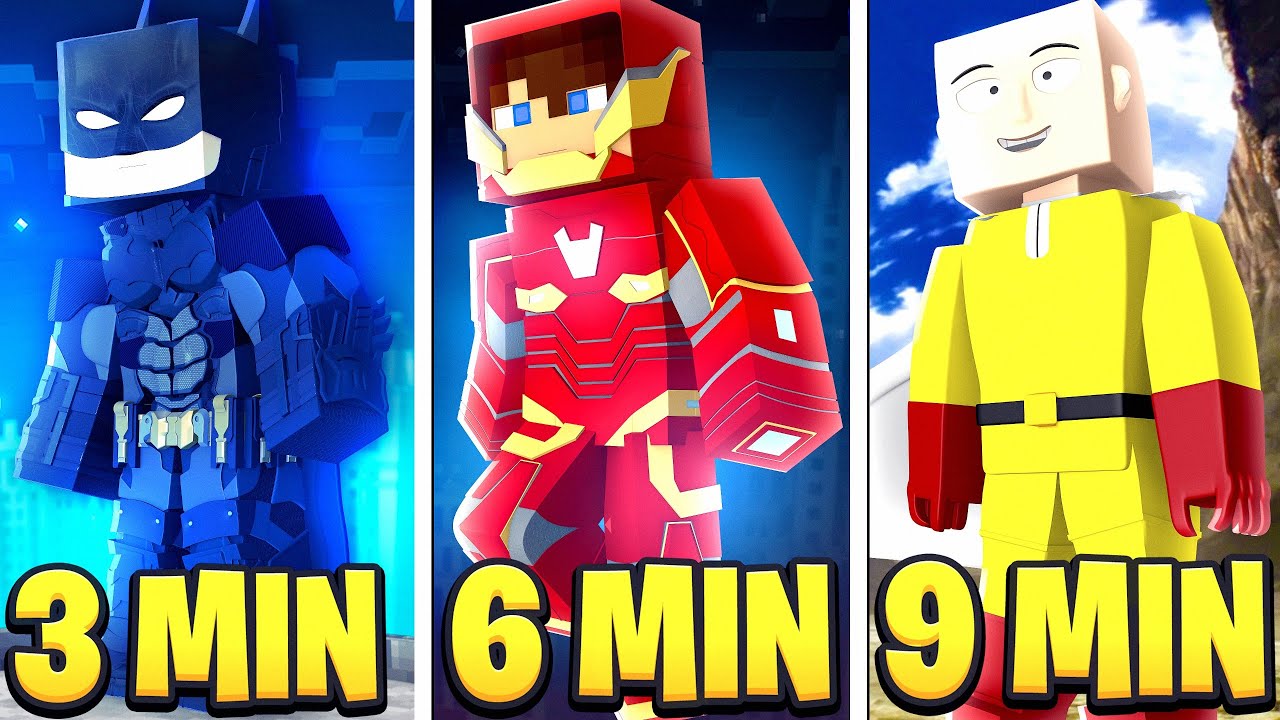 A CADA 3 MINUTOS dos HERÓIS 𝗡𝗢 MINECRAFT BEDROCK EDITION !!  ‹ Ine ›