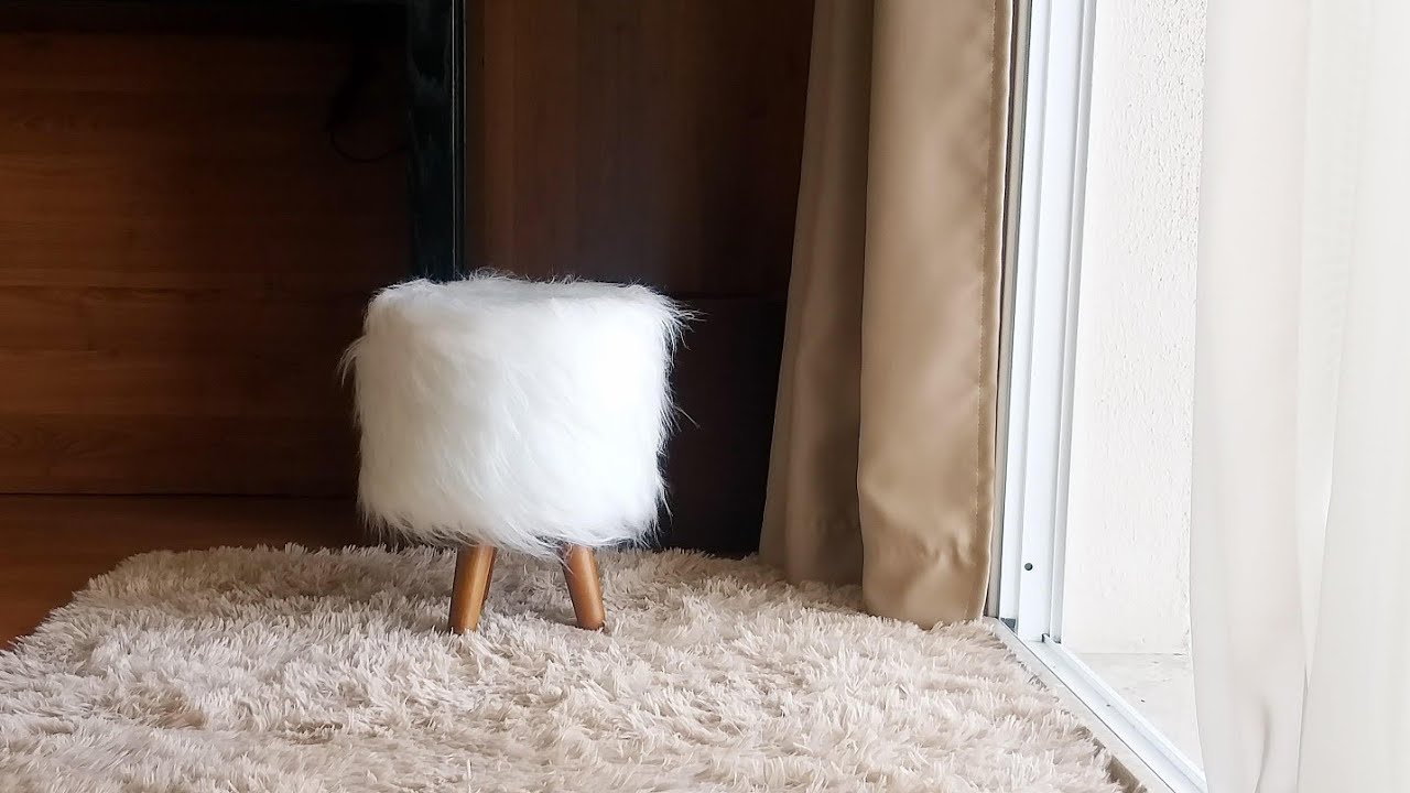FAÇA VOCÊ MESMO  PUFF LINDO DE PELO - SUPER FÁCIL DE FAZER 😍