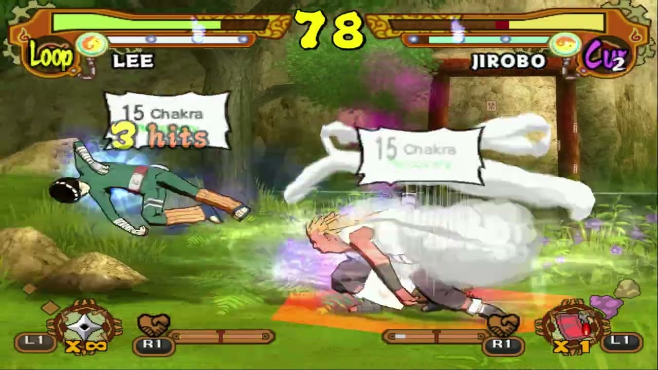 Rock Lee (Drunken) vs Jirobo (Curse Mark) - Naruto Shippuden Ultimate Ninja 5