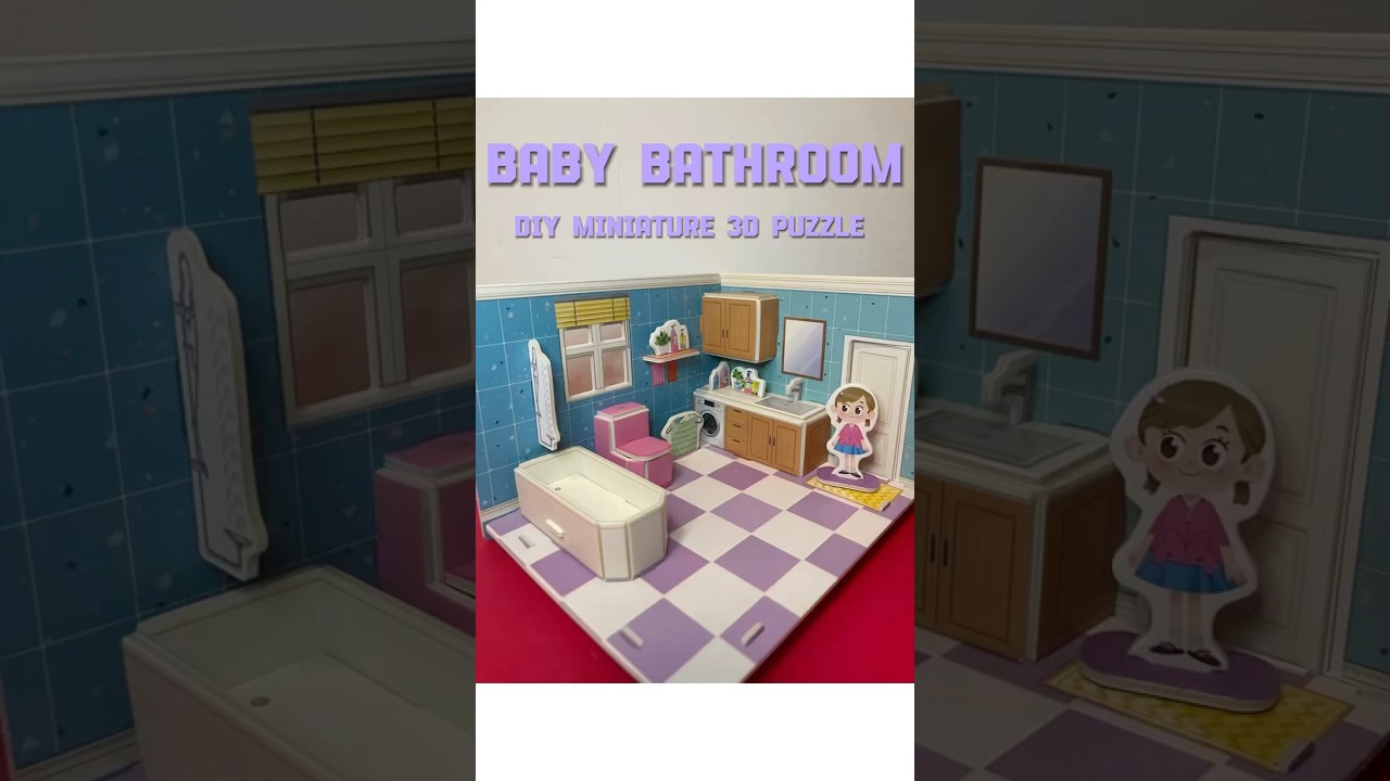 DIY MINIATURE 3d puzzle BABY BATHROOM 