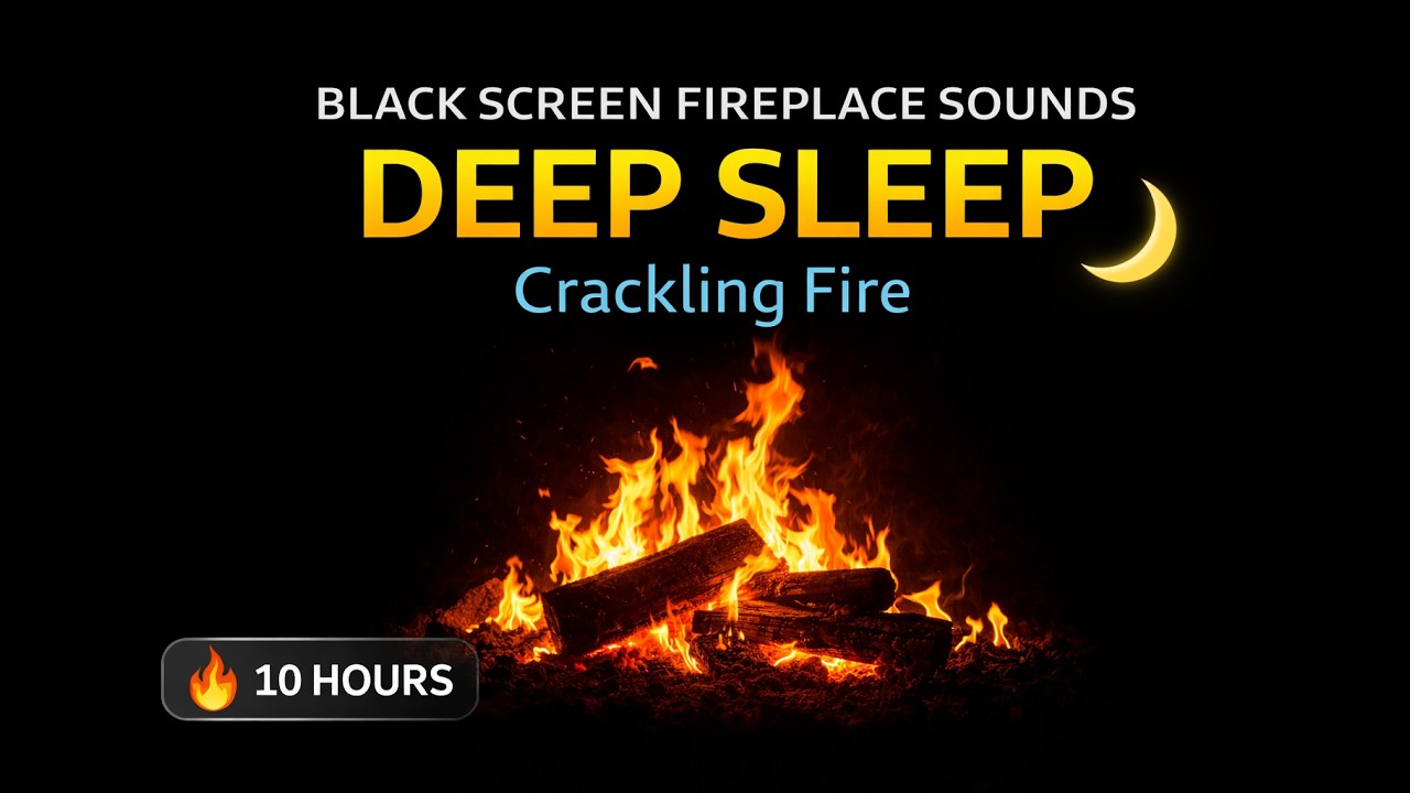 🔥 Black Screen Fireplace Sounds for Deep Sleep – Crackling Fire | 10 Hours