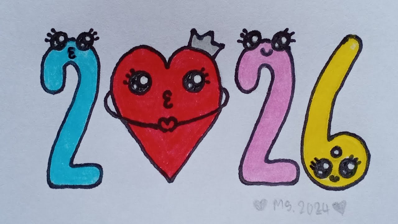 วาดรูป​ปี2026น่ารักแบบง่าย​ | Drawing​ a​ cute​ 2026 New​ Years​ Art​ | MySkyChannel.