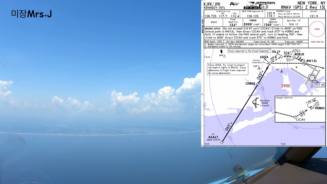 JFK RNAV 13L App Real time Scene. GoPro9 5K