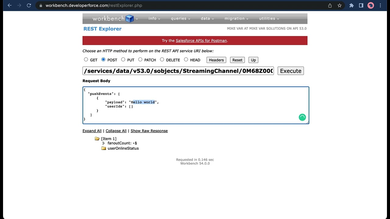 Salesforce Streaming API   Generic Events example