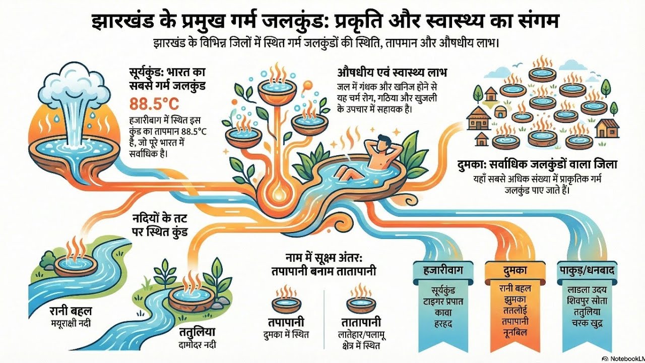 झारखंड का गर्म जलकुंड| 🔥major hot springs of jharkhand for 14 JPSC #jpsc #jssc #jharkhand police 