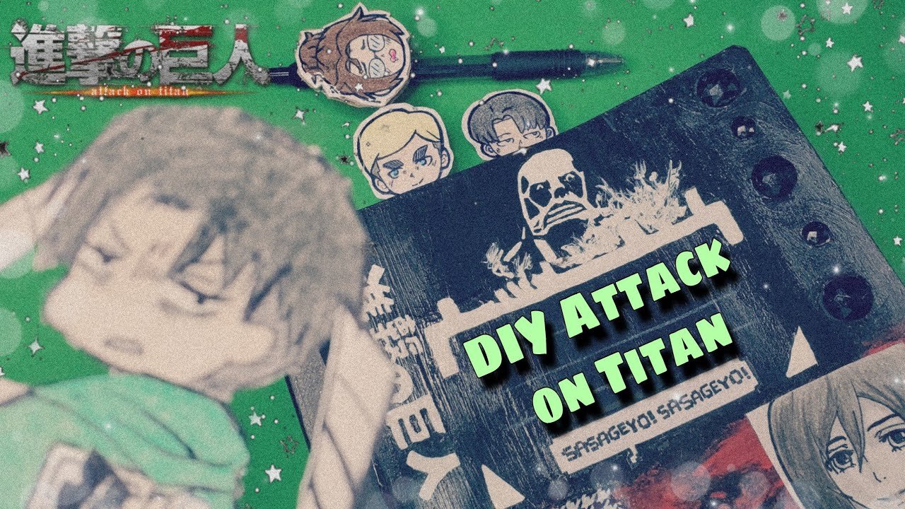 DIY ATTACK ON TITAN NOTEBOOK + PAPERCLIPS + PEN {NO PRINTER}