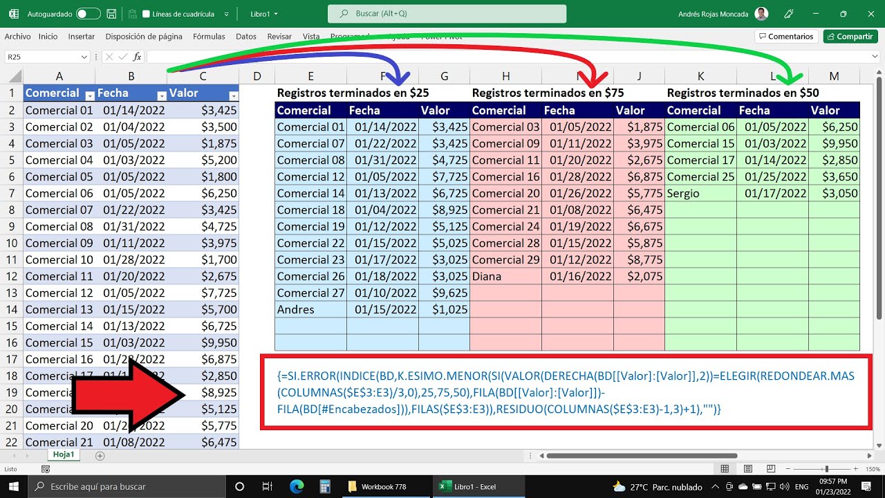 Cómo Crear una Fórmula para Extraer de una Tabla de Excel muchas Tablas de Datos ¡Clase Avanzada!