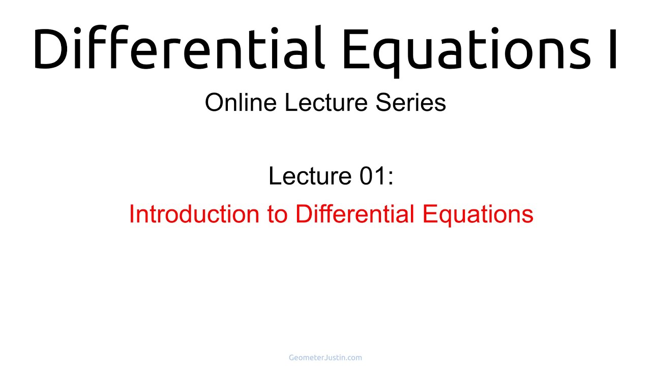 Лекция 1: Введение в дифференциальные уравнения