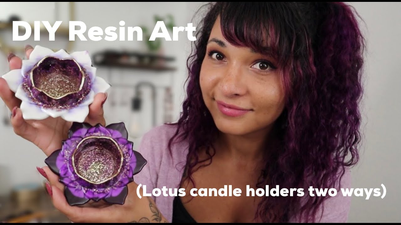 Resin Art (Подсвечник из смолы и спиртовых чернил, два варианта)