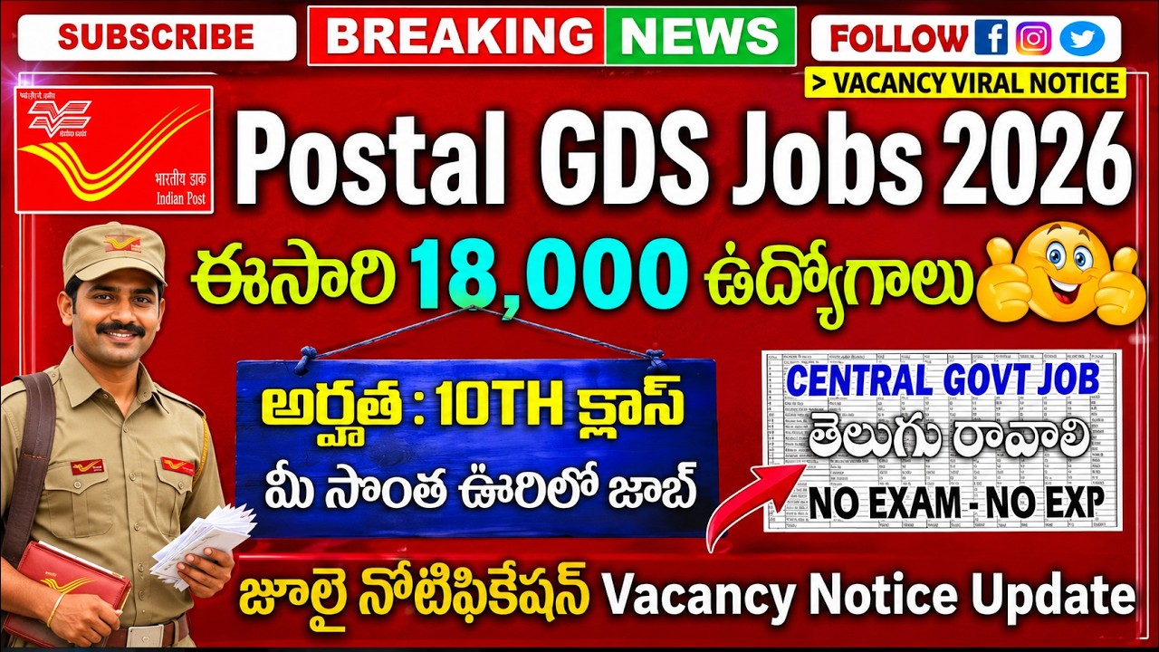 Postal GDS 2nd Notification 2026 Update | 18,000 పోస్టులు | NO EXAM | 10Th Pass | Postal GDS Jobs