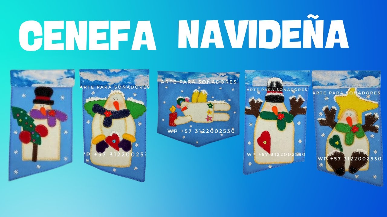 COMO HACER UNA CENEFA NAVIDEÑA DE MUÑECOS DE  NIEVE.