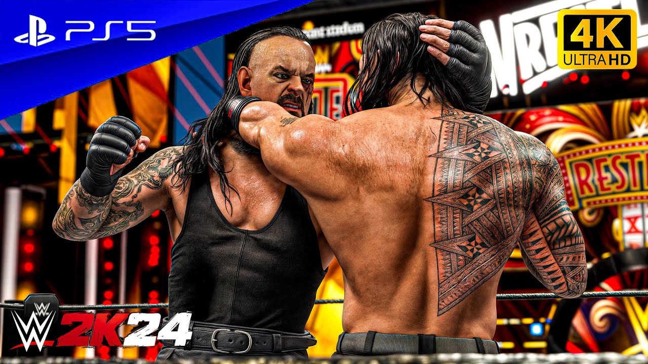 WWE 2K24 - Roman Reigns vs. Undertaker | Amazing Match at Wrestlemania Las Vegas 2025 | PS5™ [4K60]