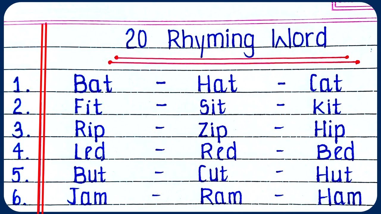 Rhyming words in English three words each | Learn 20 Interesting Rhyming Words |Phonics Rhyming Word