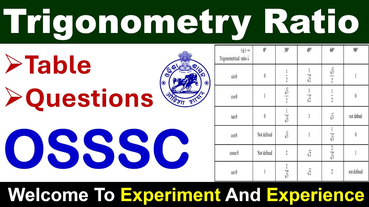 OSSSC RI Trigonometry Ratio Table Basic #opsc #odishapolice #ssc #ntpc #ossscri #osssc