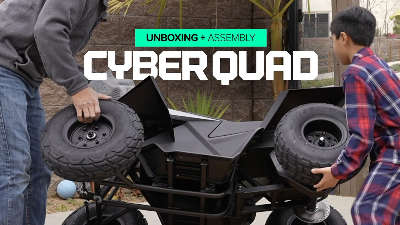 Распаковка и сборка детского электромобиля TESLA CYBERQUAD