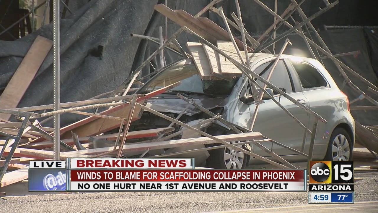 Wind leads to scaffolding collapse in Phoenix