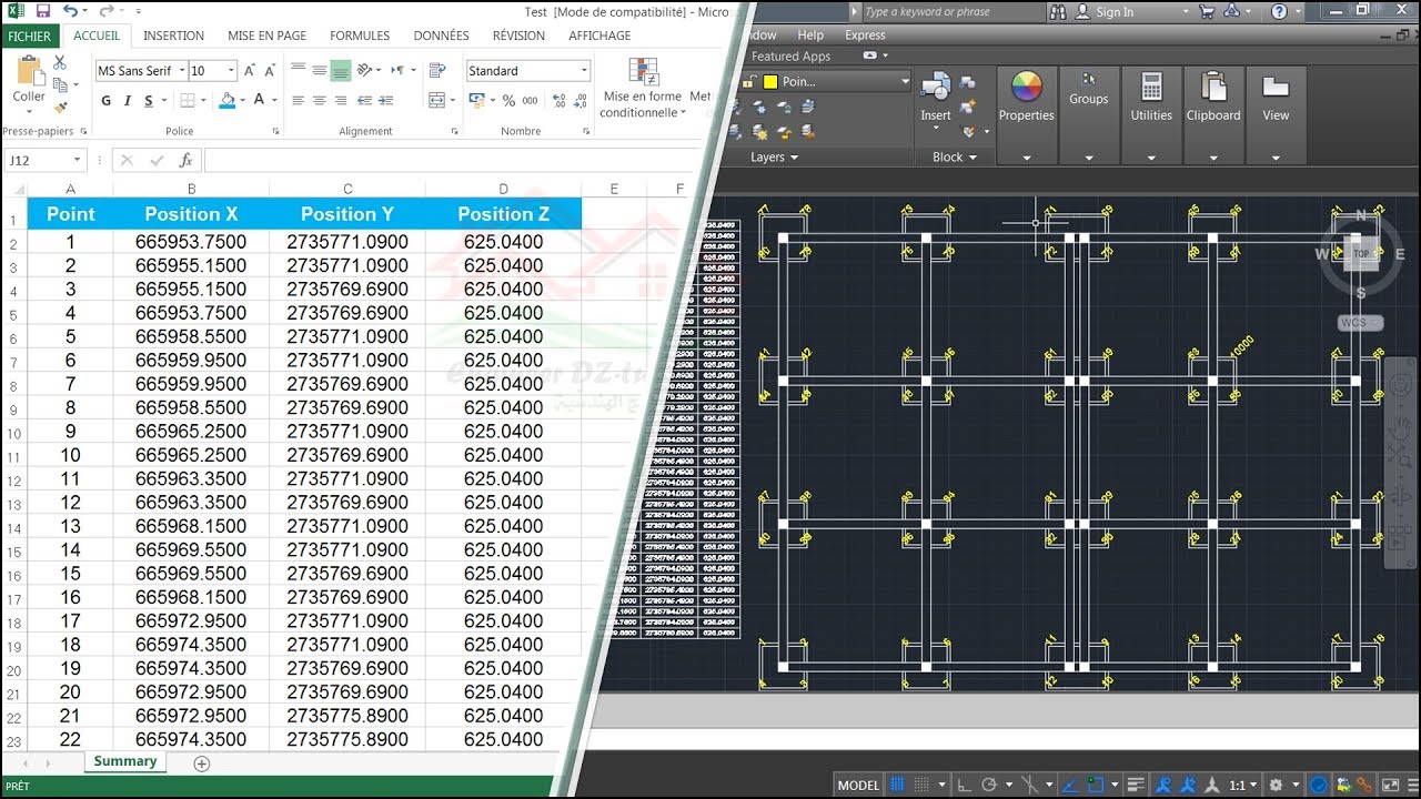 The right way to export Footings Coordinates from AutoCAD into Excel without any lisps