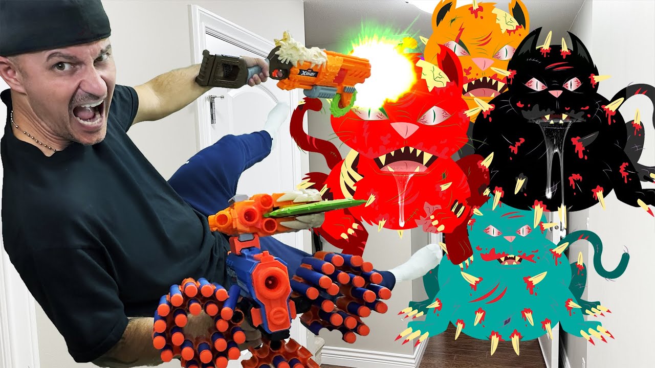 Атака зомби-котов Nerf