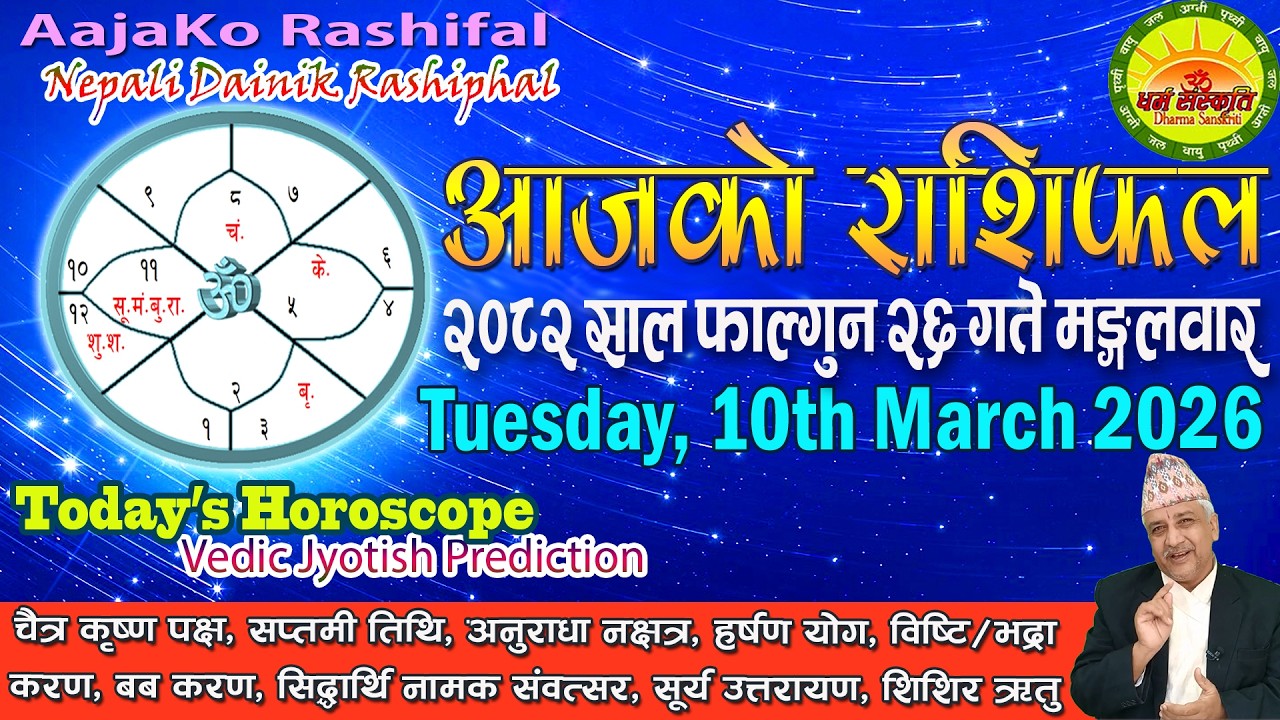 आजको राशिफल | २०८२ फाल्गुन २६ गते मङ्गलवार | March 10, 2026 | 2082 Falgun 26 | Aaja Ko Rashifal