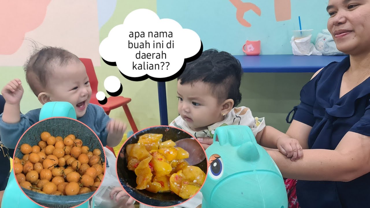 Unboxing paket ultah teman sekolah//Ngerujak asam gandaria lanjut main ke playground