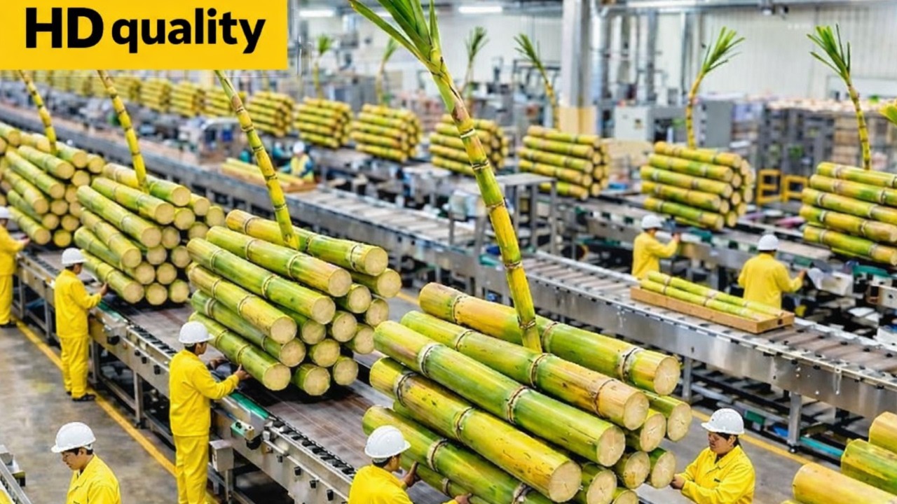 Inside a Giant Cane Sugar Factory: How Fresh Sugarcane Becomes Shiny Crystal Sugar (Factory Process)