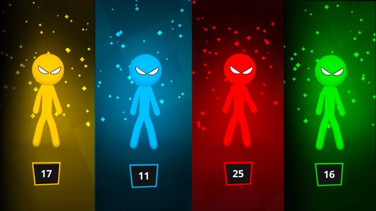 Stickman Party - Турнирный режим, случайный выбор 1-4 игроков | Прохождение игры, обновление мини...