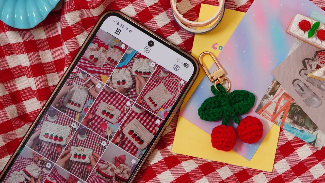 [코바늘]레드립🍒앵두체리🍒미니뜨개키링 만들기#잎이휘지않아요#cherry crochet