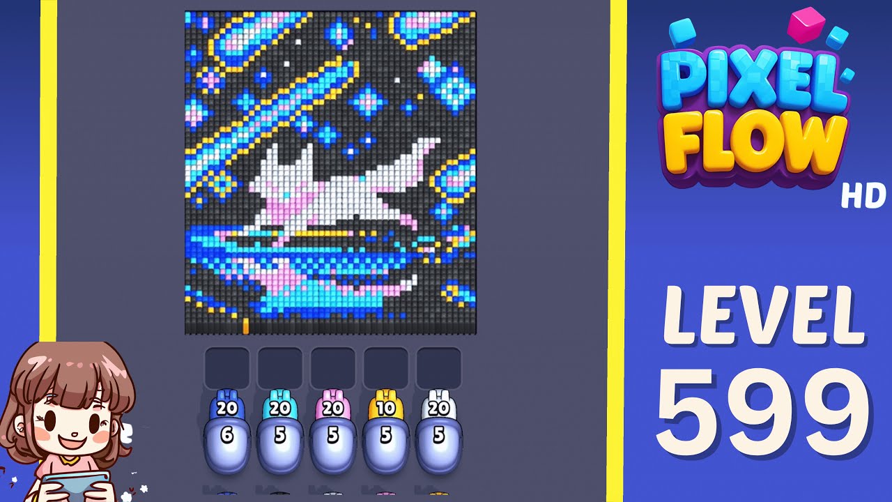 Pixel Flow Level 599 Solution Walkthrough