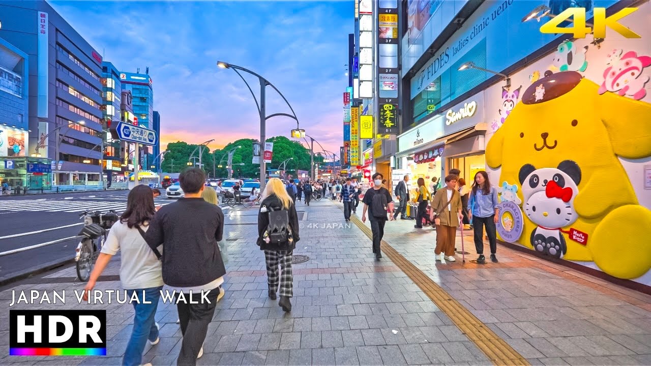 Tokyo Japan: Summer Evening Walk in Ueno &bull; 4K HDR