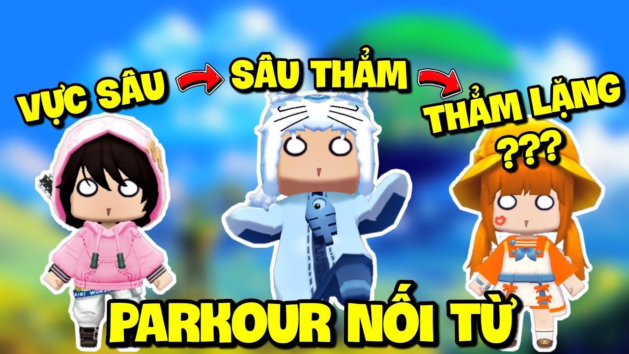 Meowpeo thử thách vừa Parkour vừa Nối Từ cùng Keyd và Naobi trong Map tặng Bee Team Mini World