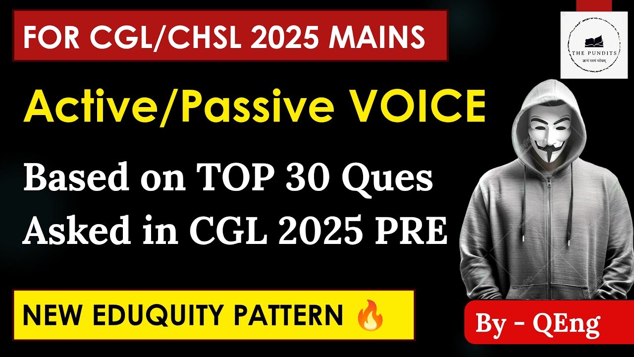 TOP 30 Active/Passive VOICE Ques by @qengofficialenglish  #thepundits 